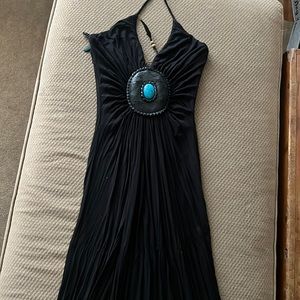 SKY.. Black long halter sundress